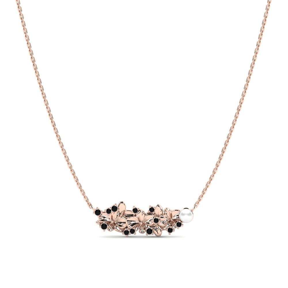 14ct Rose Gold Black Diamond Women's Necklace Viore