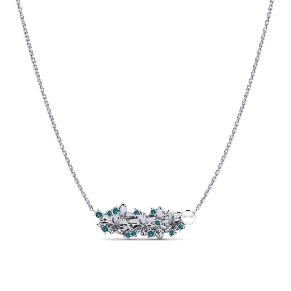 950 Platin Rund Blauer Diamant Damen halskette Viore