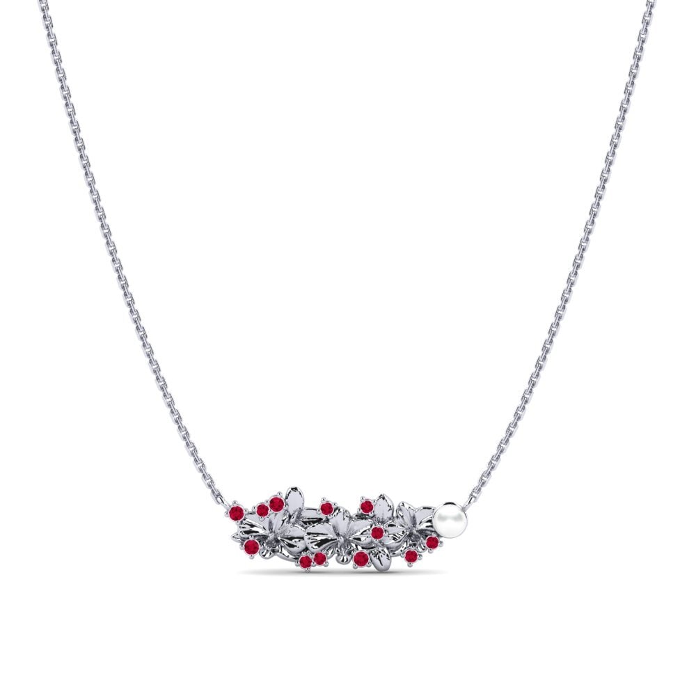14ct White Gold Ruby Women's Necklace Viore