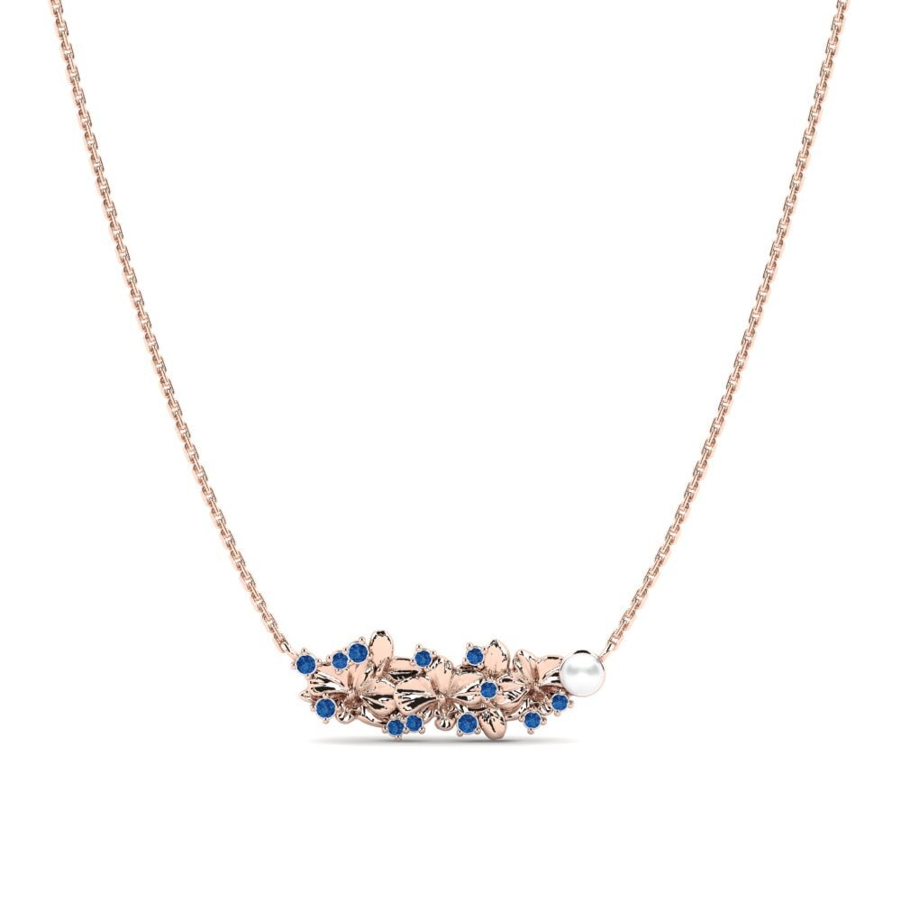 Rotgold 375 Dunkelblauer Zirkonia Damen halskette Viore