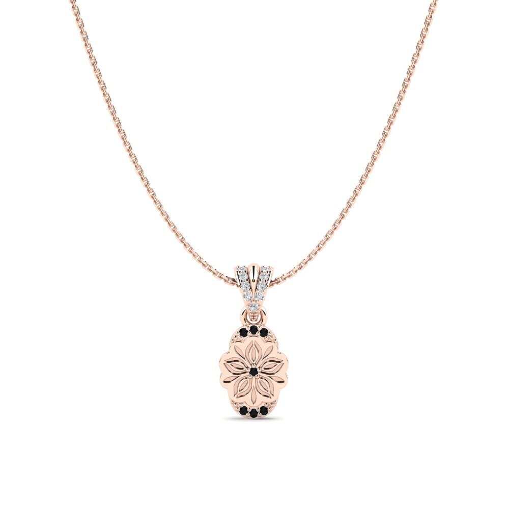 9k Oro Rosa Zafiro negro Colgante de Mujer Wokondwa