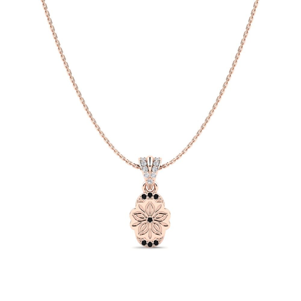 14k Oro Rosa Diamante Negro Colgante de Mujer Wokondwa