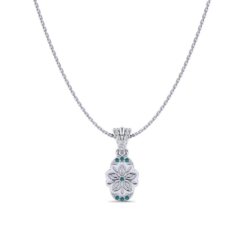 950 Platin Rund Blauer Diamant Damen anhänger Wokondwa