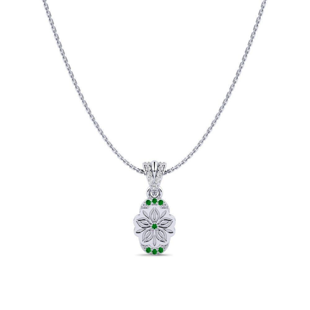 Plata 925 Esmeralda Colgante de Mujer Wokondwa