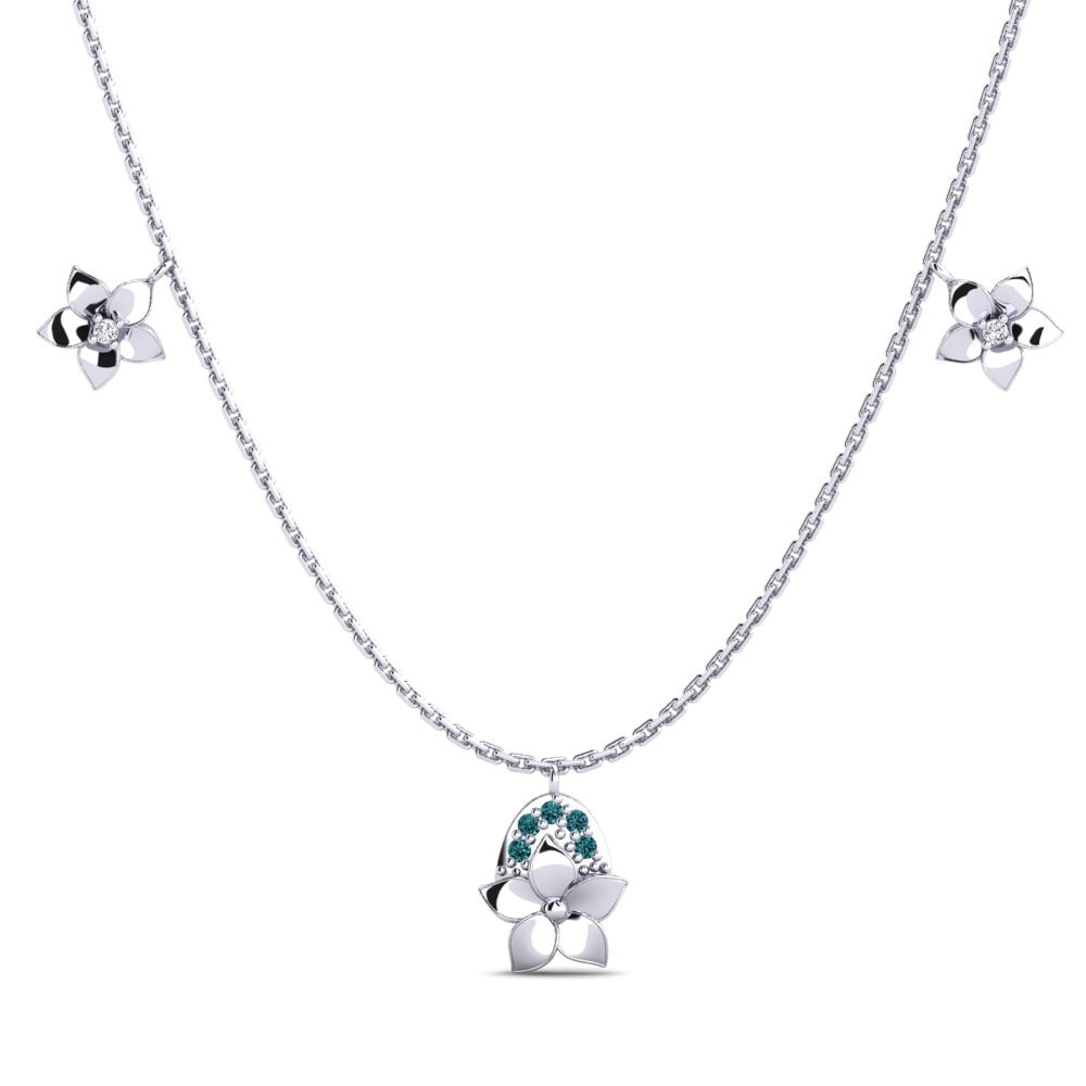 Plata 925 Diamante Azul Collar de Mujer Wooster