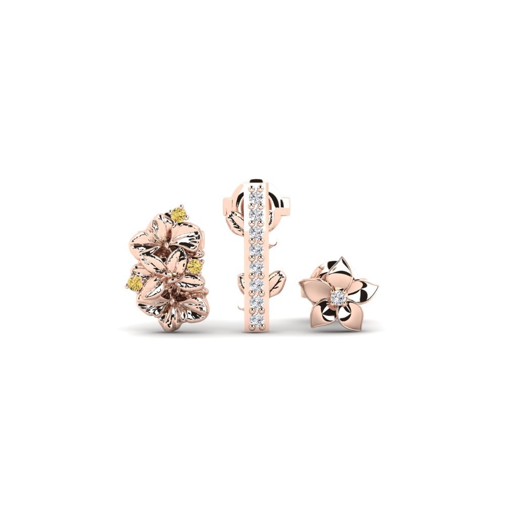 Vàng Hồng 14K Kim Cương Vàng Bông tai nữ Camdera - SET