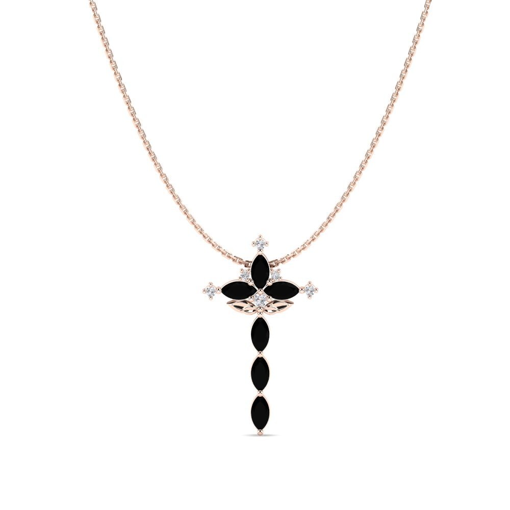 9k Oro Rosa Zafiro negro Colgante de Mujer Caprifolium