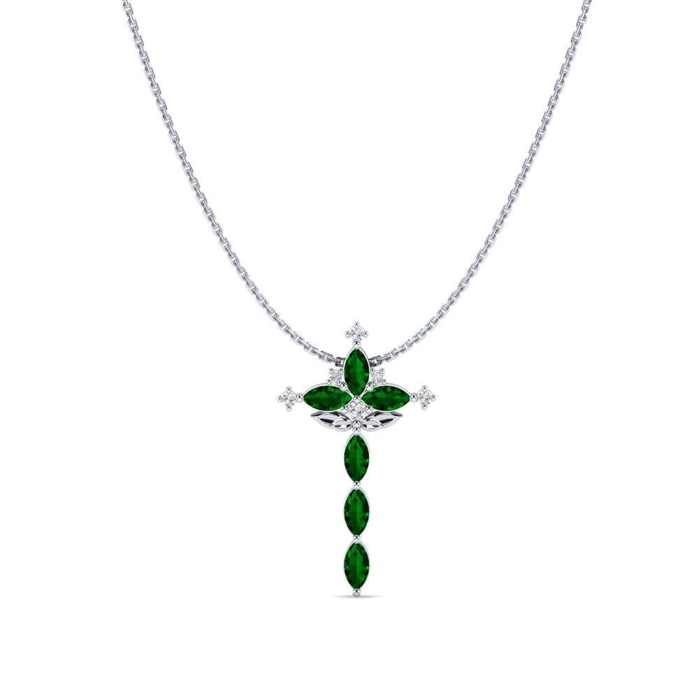 Plata 925 Circonita Verde Colgante de Mujer Caprifolium