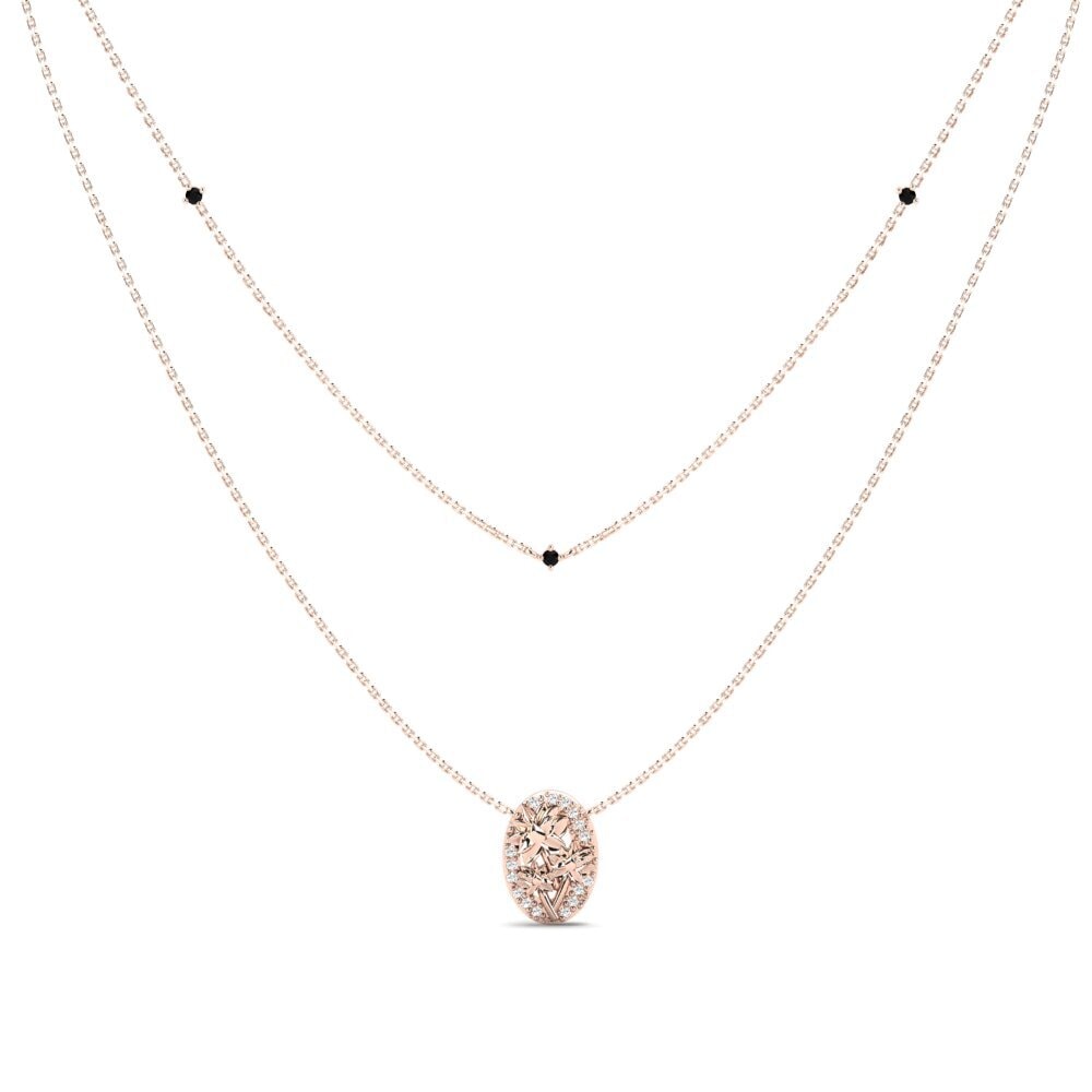 18k Oro Rosa Ónix Negro Collar de Mujer Caressia