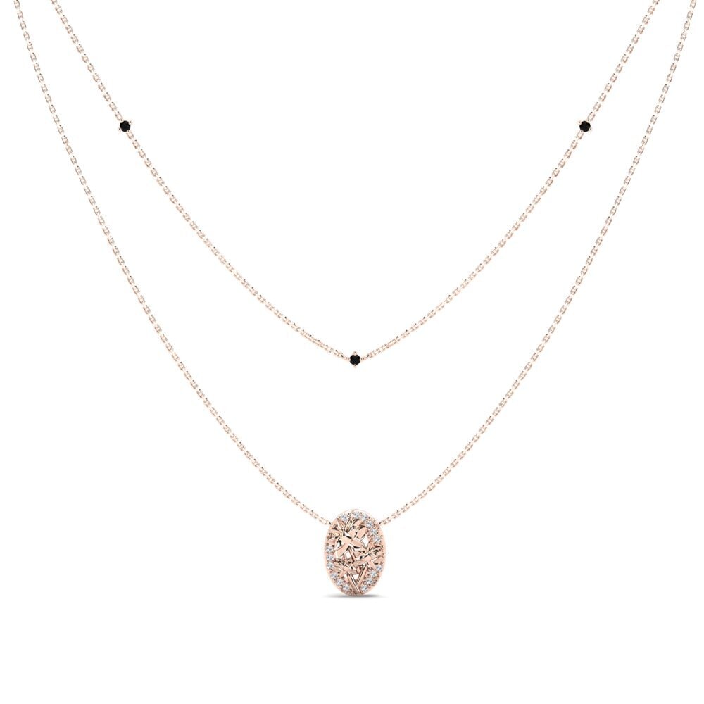 9k Oro Rosa Zafiro negro Collar de Mujer Caressia