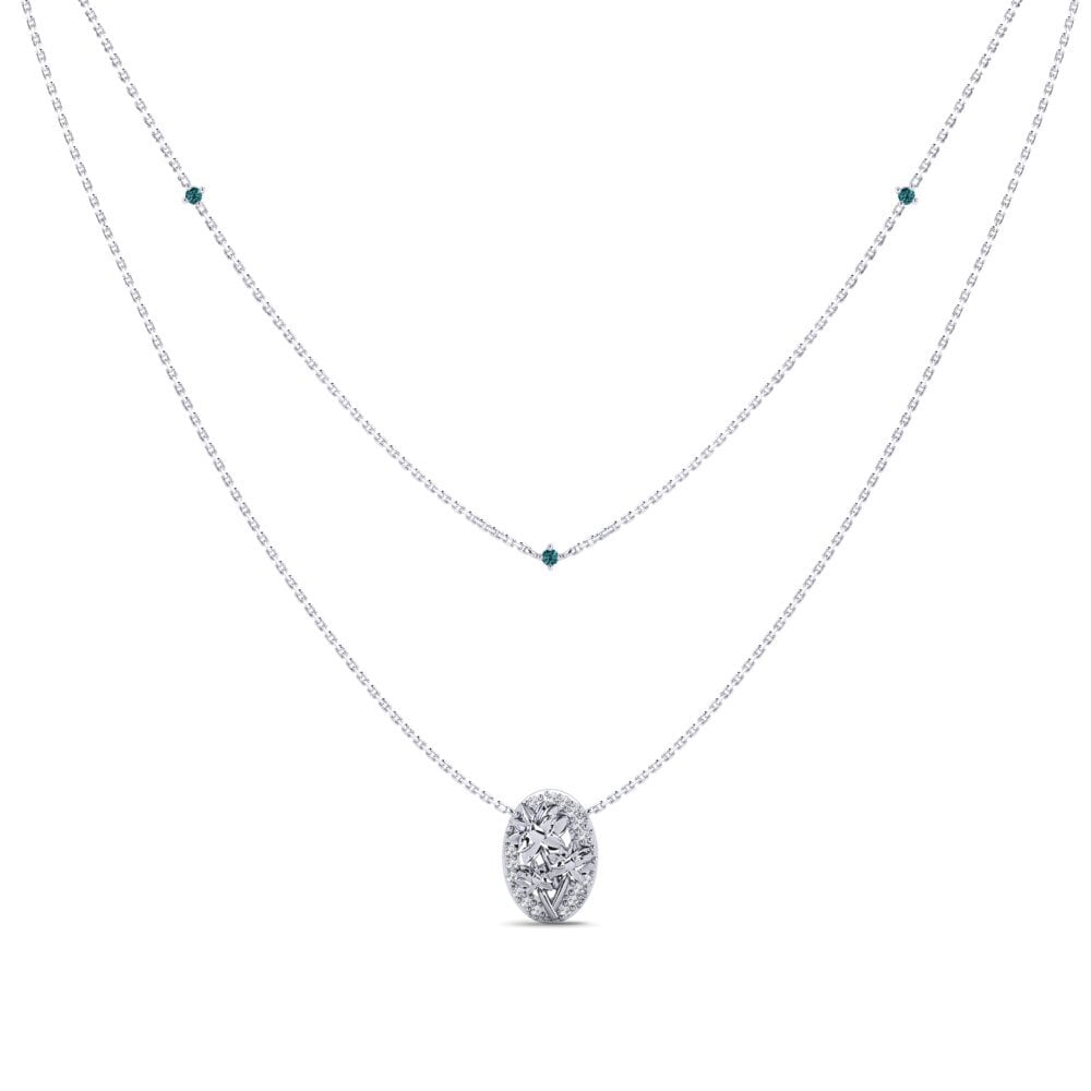 Plata 925 Diamante Azul Collar de Mujer Caressia