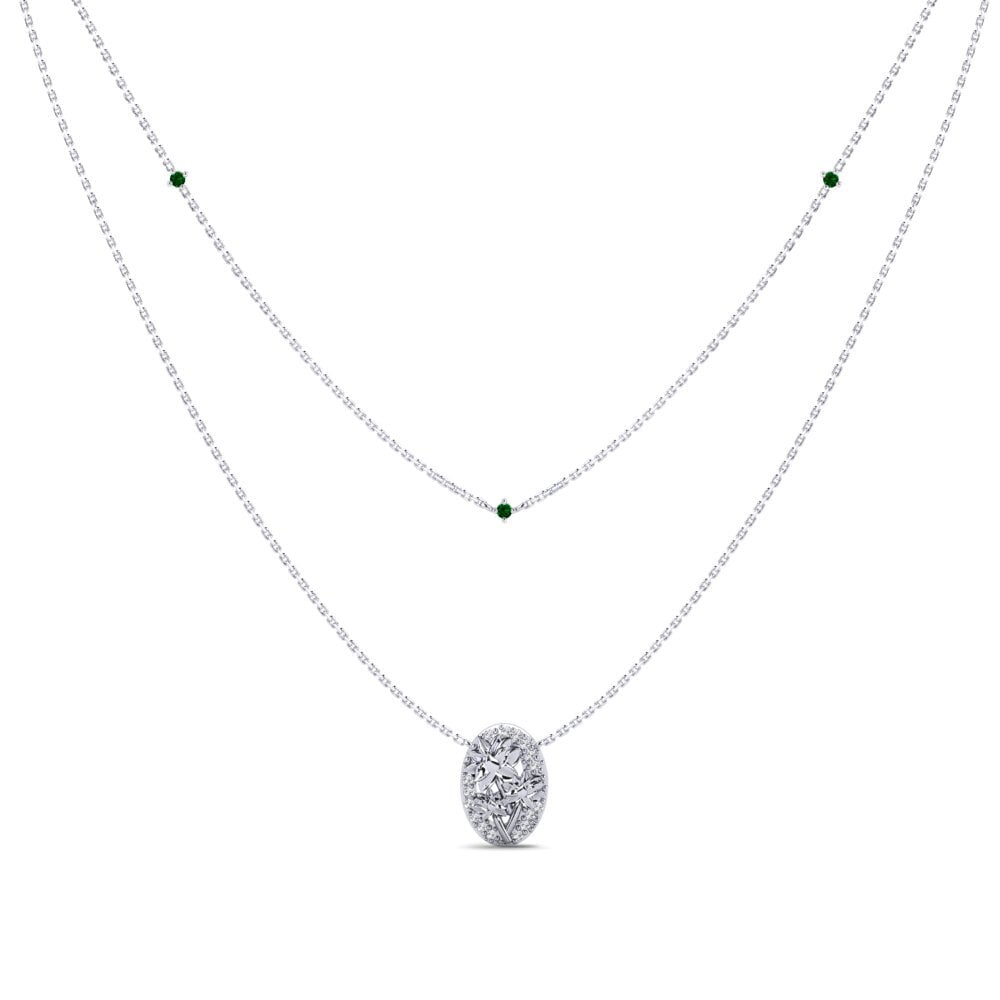 Plata 925 Circonita Verde Collar de Mujer Caressia