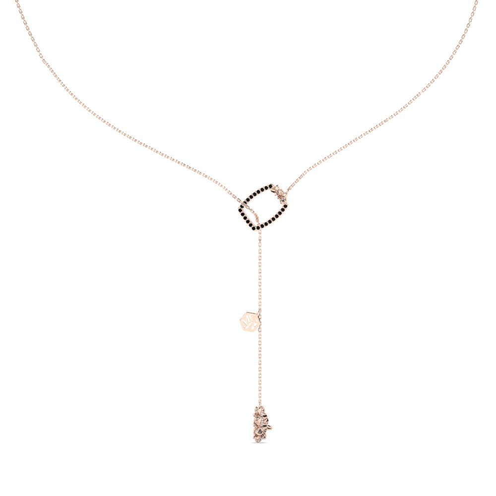 18k Oro Rosa Ónix Negro Collar de Mujer Celavine