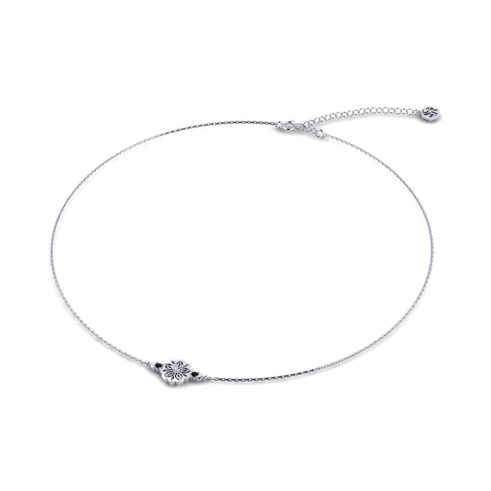 9k Oro Blanco Zafiro negro Collar de Mujer Ceol