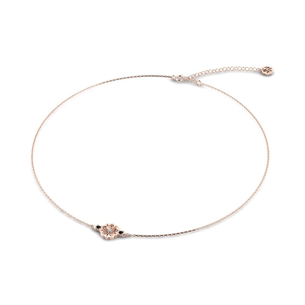 14k Oro Rosa Diamante Negro Collar de Mujer Ceol