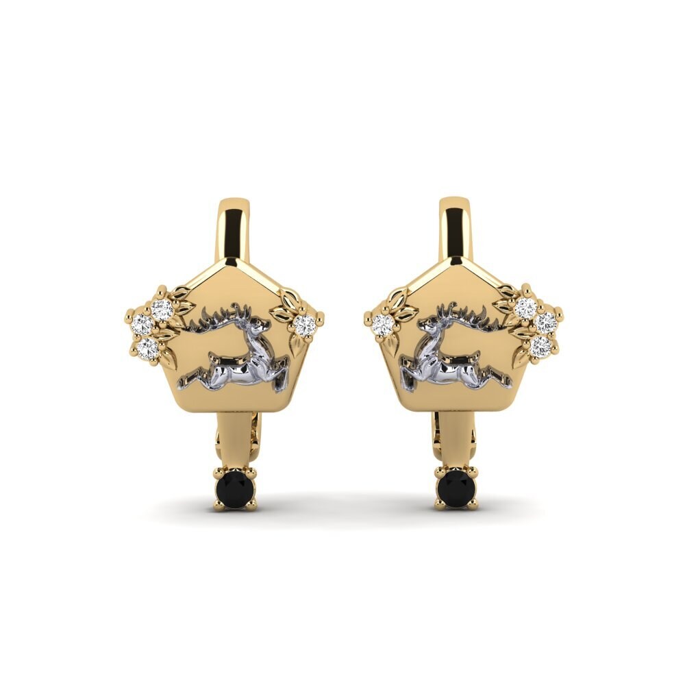 375 Gelb & Weißgold Schwarzer Onyx Damen ohrring Chiaroscuro