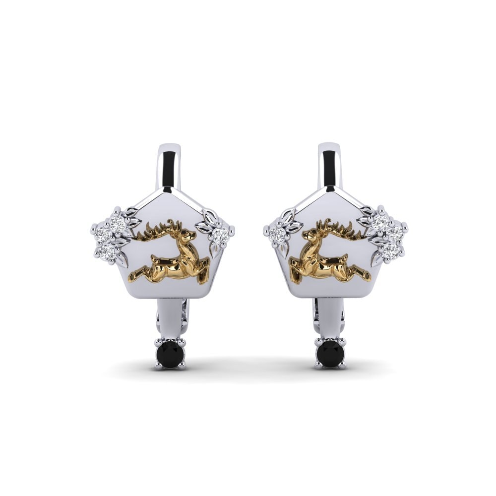 585 Weiß & Gelbgold Schwarzer Diamant Damen ohrring Chiaroscuro