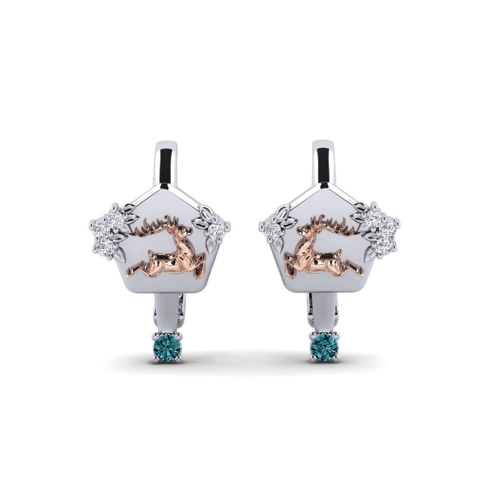 Vàng Trắng-Đỏ 14K Kim Cương Xanh Dương Bông tai nữ Chiaroscuro