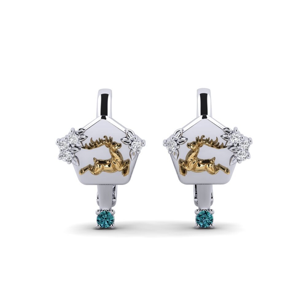 750 Weiß & Gelbgold Blauer Diamant Damen ohrring Chiaroscuro