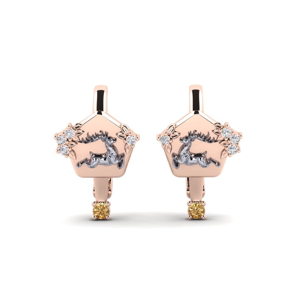 585 Rot & Weißgold Brauner Diamant Damen ohrring Chiaroscuro
