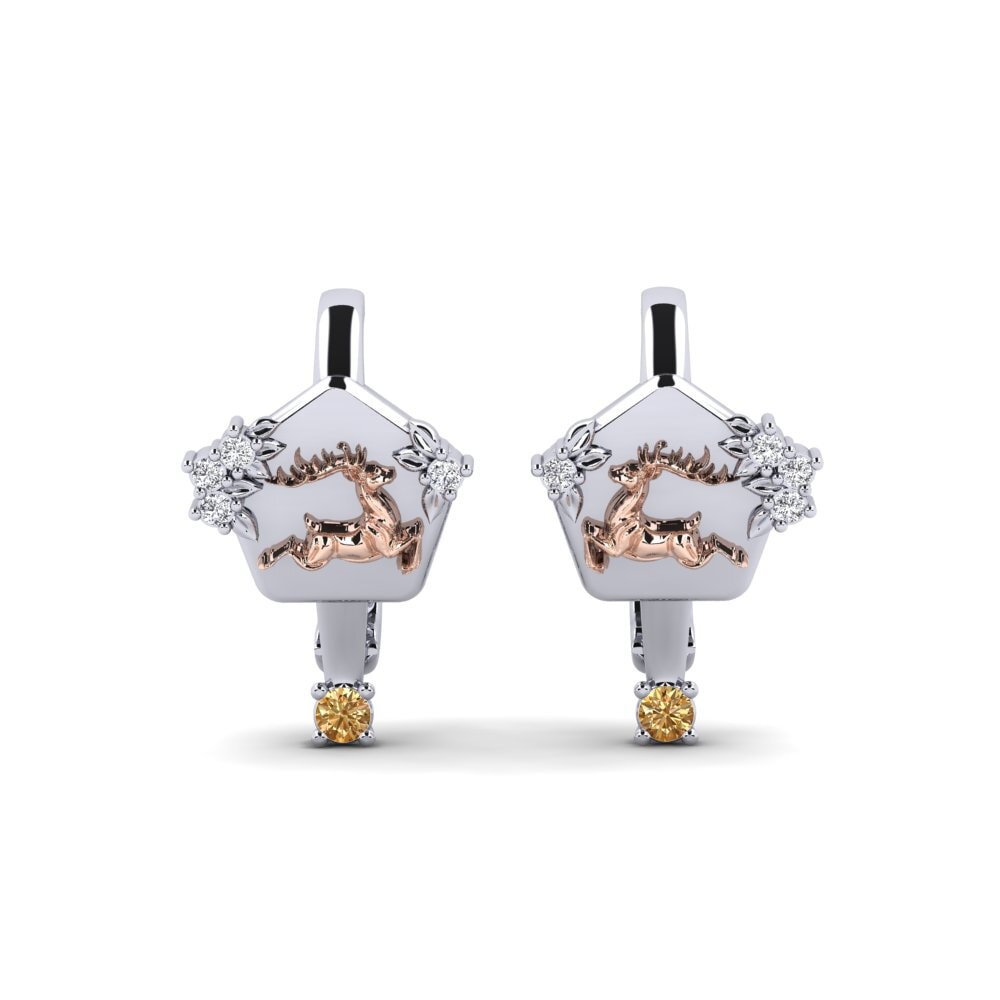 585 Weiß & Rotgold Brauner Diamant Damen ohrring Chiaroscuro