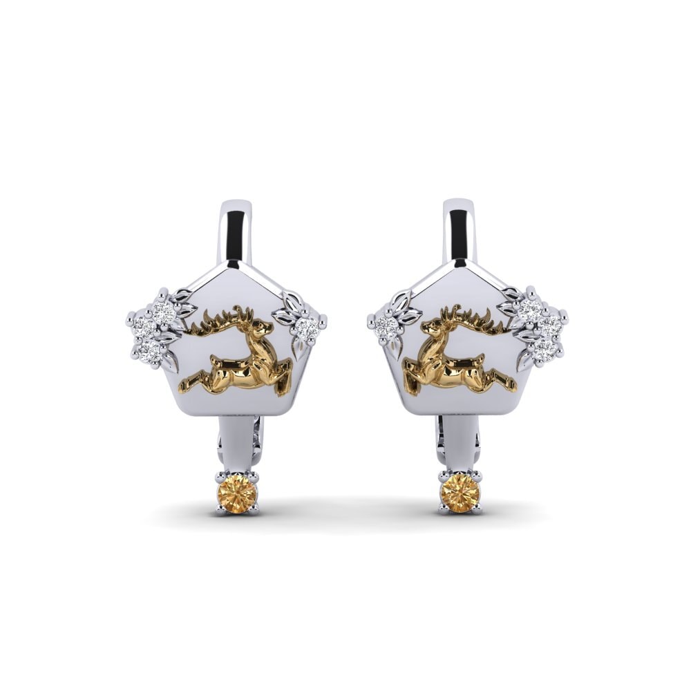585 Weiß & Gelbgold Brauner Diamant Damen ohrring Chiaroscuro
