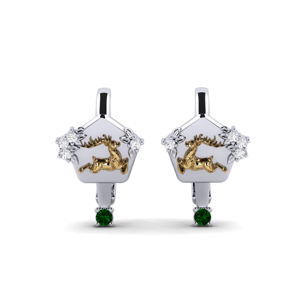 585 Weiß & Gelbgold Grüner Zirkonia Damen ohrring Chiaroscuro
