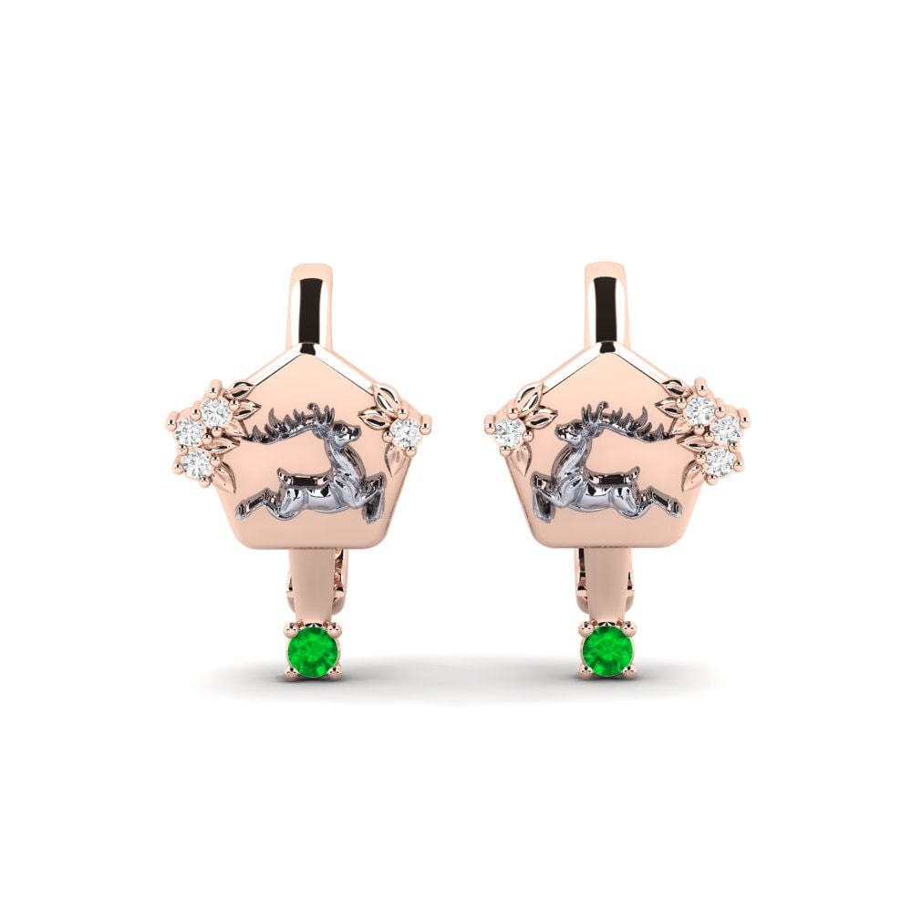 9k Oro Rosa & Blanco Esmeralda Pendiente de mujer Chiaroscuro