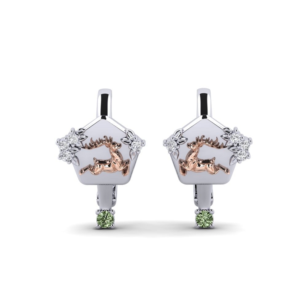 375 Weiß & Rotgold Grüner Diamant Damen ohrring Chiaroscuro