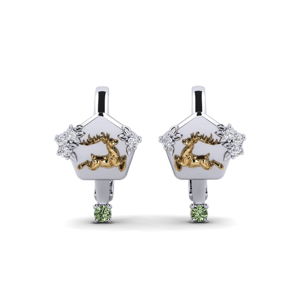 585 Weiß & Gelbgold Grüner Diamant Damen ohrring Chiaroscuro