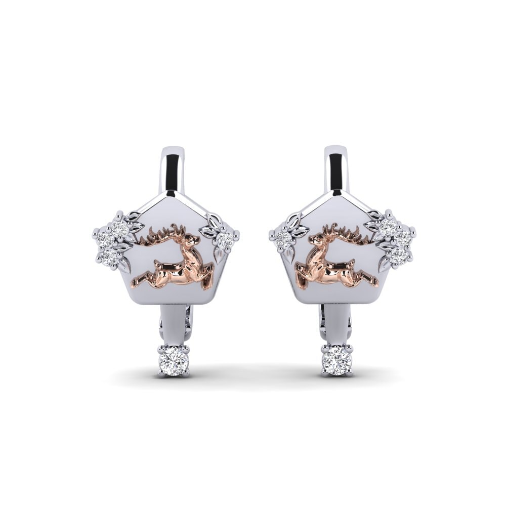 375 Weiß & Rotgold Labor-gezüchteter Diamant Damen ohrring Chiaroscuro