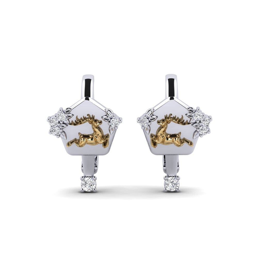 585 Weiß & Gelbgold Labor-gezüchteter Diamant Damen ohrring Chiaroscuro