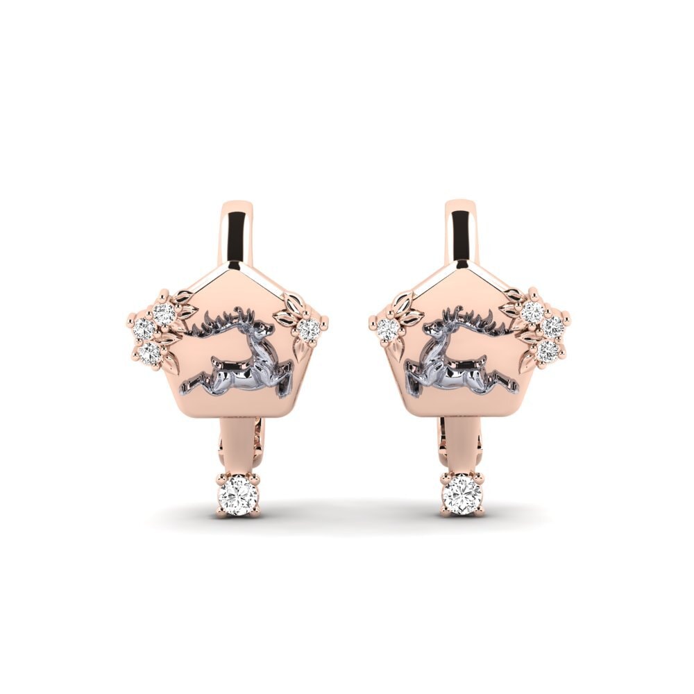 Vàng Trắng-Đỏ 9K Đá Moissanite Bông tai nữ Chiaroscuro