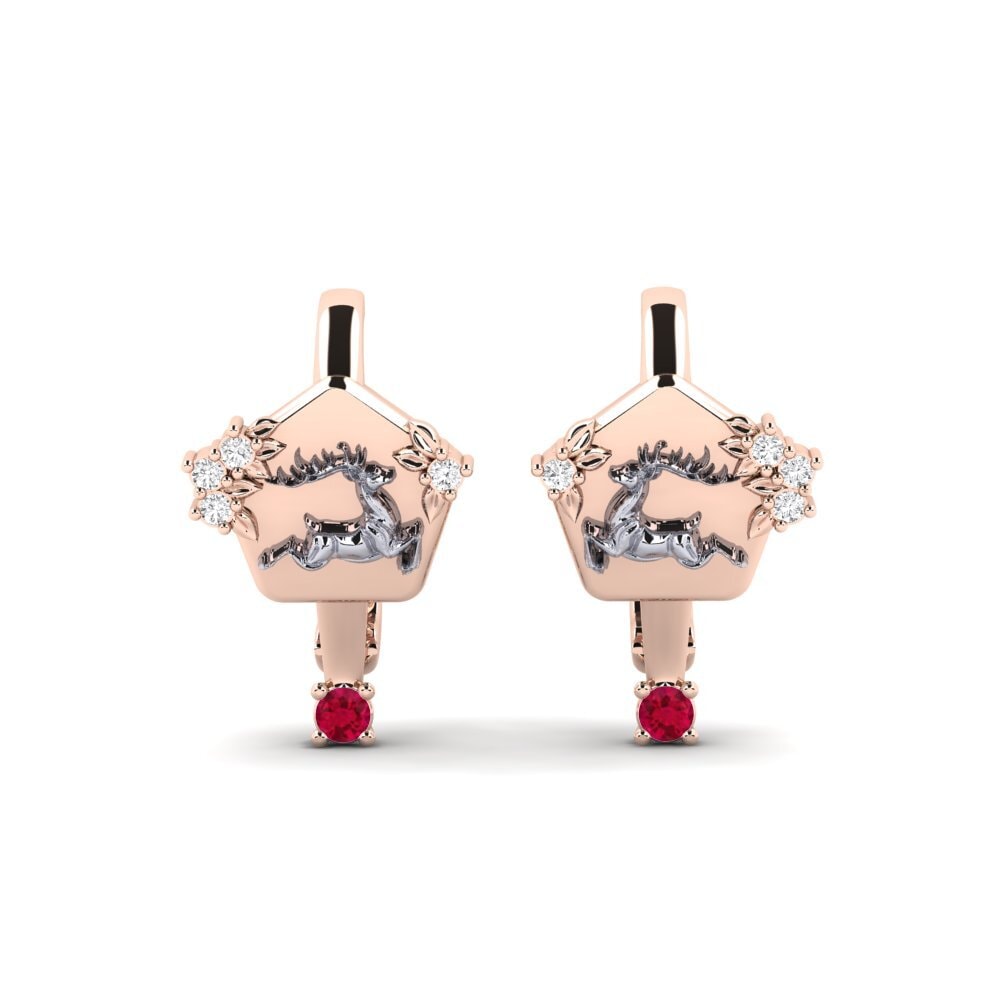 Vàng Trắng-Đỏ 14K Đá Ruby / Hồng Ngọc Bông tai nữ Chiaroscuro