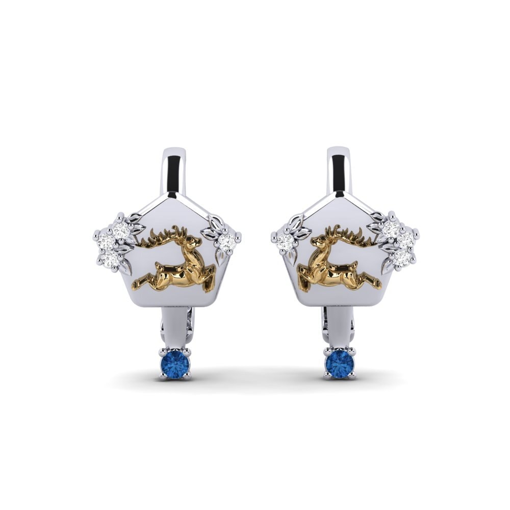 585 Weiß & Gelbgold Dunkelblauer Zirkonia Damen ohrring Chiaroscuro