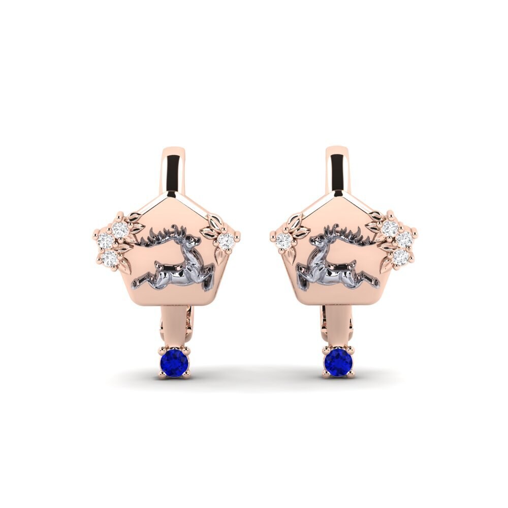 Vàng Trắng-Đỏ 9K Đá Sapphire Bông tai nữ Chiaroscuro