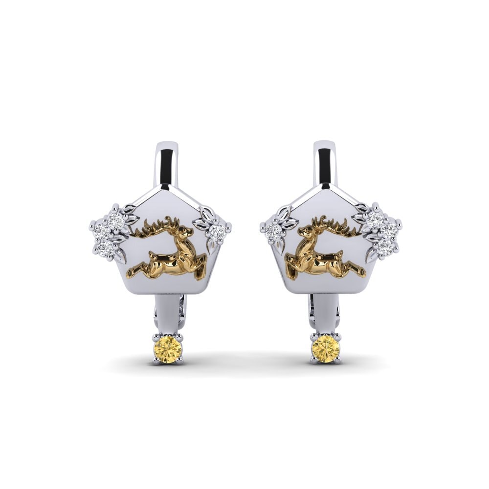 585 Weiß & Gelbgold Gelber Diamant Damen ohrring Chiaroscuro