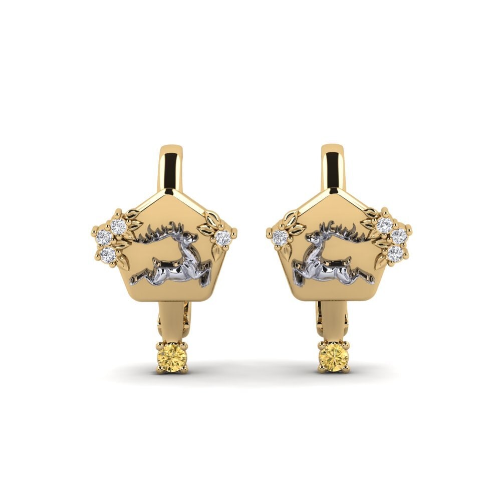 375 Gelb & Weißgold Gelber Diamant Damen ohrring Chiaroscuro