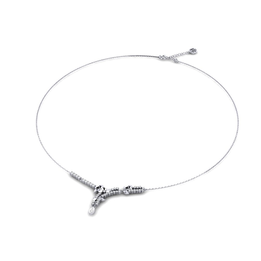 9k Oro Blanco Zafiro blanco Collar de Mujer Cienna