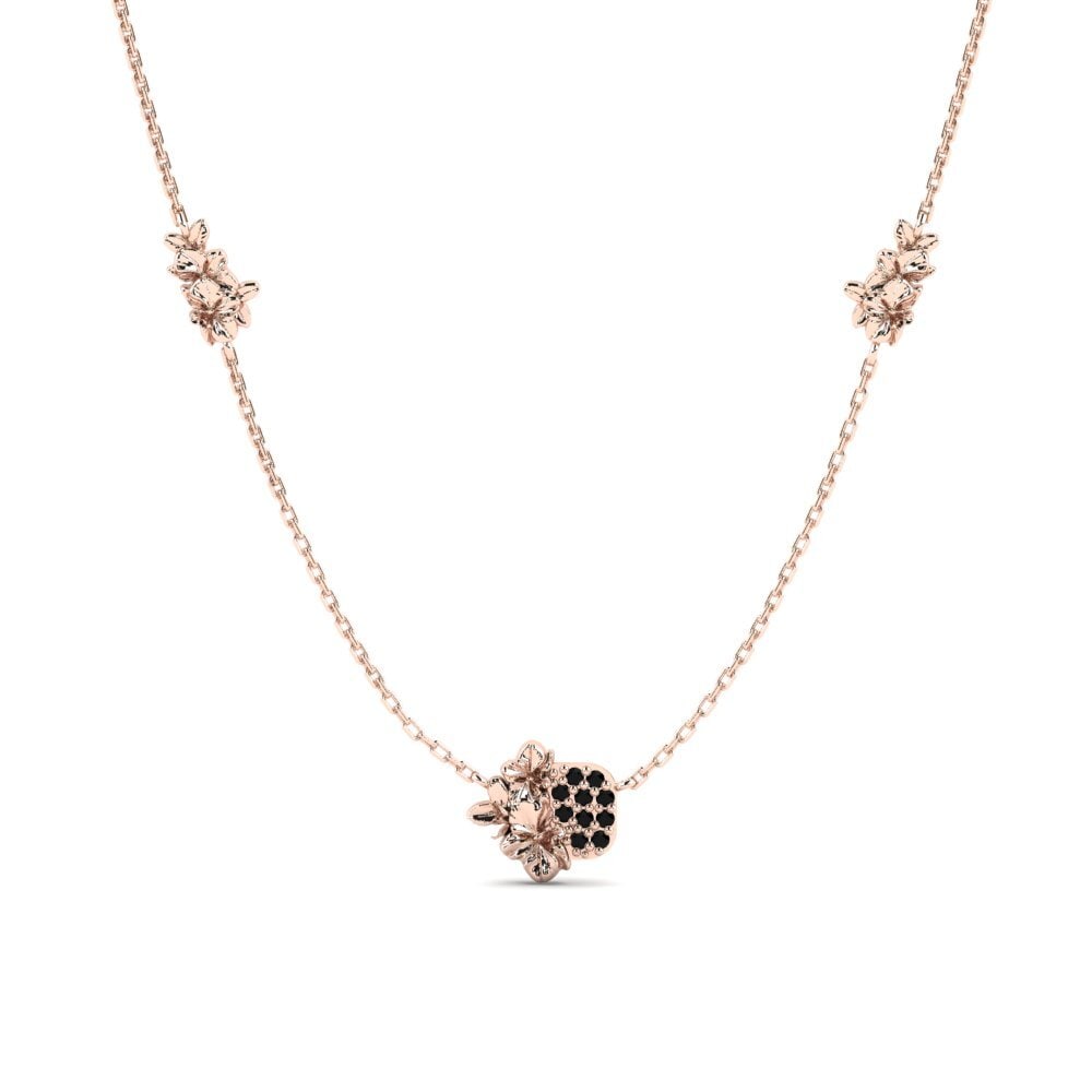 18k Oro Rosa Ónix Negro Collar de Mujer Cortland