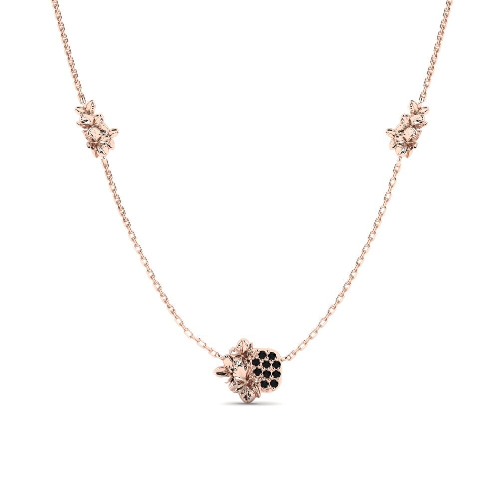 14k Oro Rosa Diamante Negro Collar de Mujer Cortland
