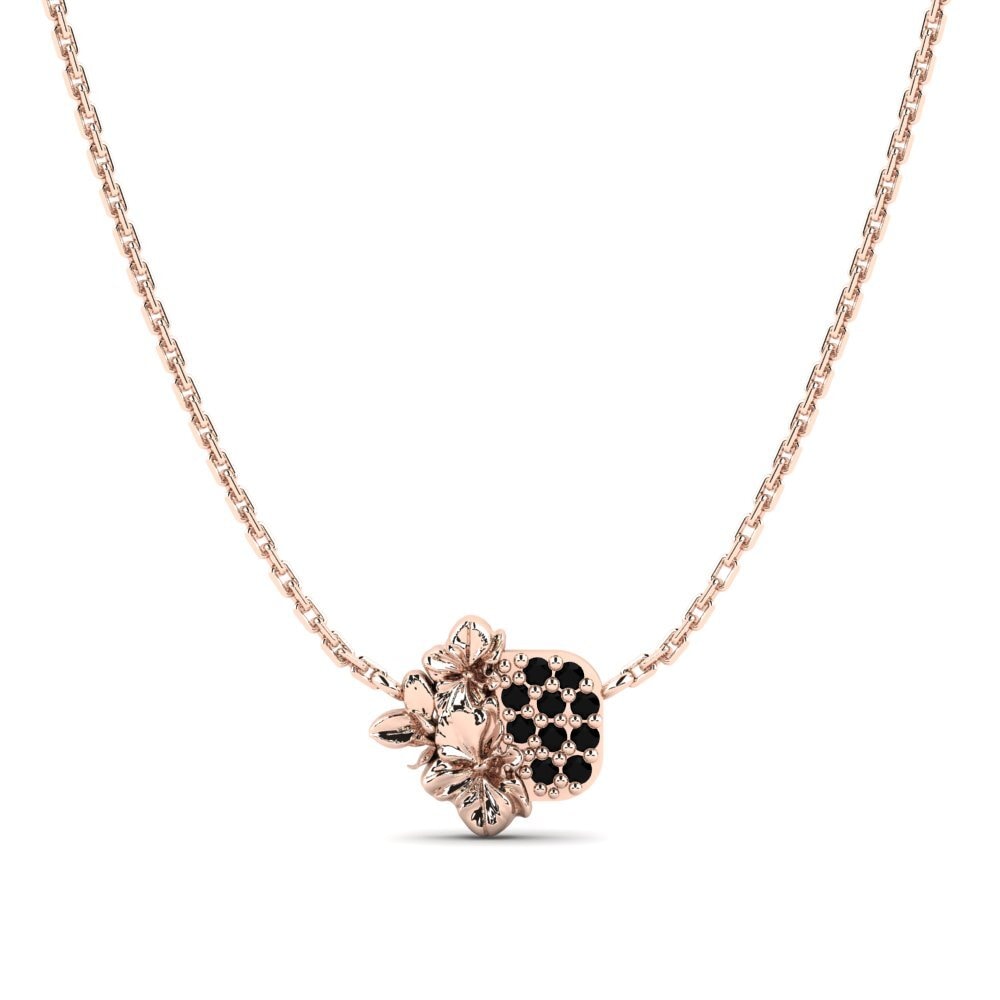 18k Oro Rosa Ónix Negro Collar de Mujer Cranberry