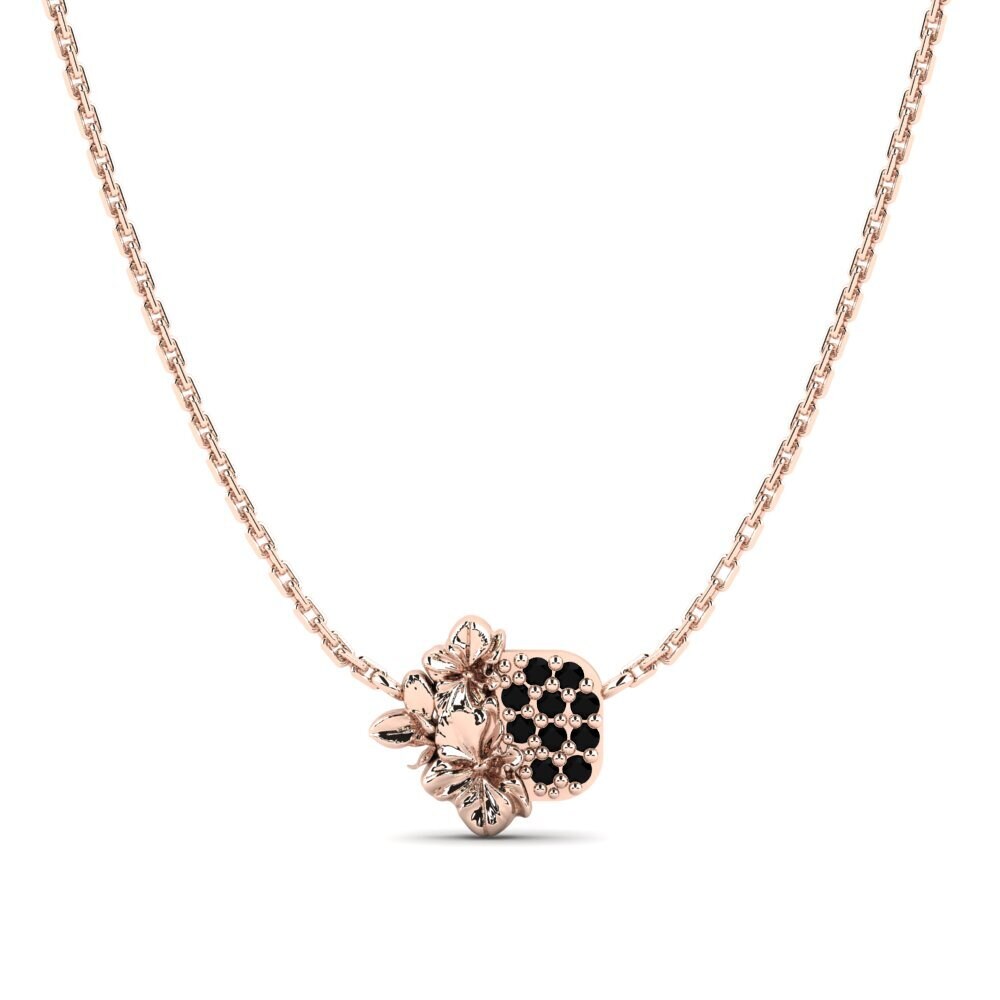 14k Oro Rosa Diamante Negro Collar de Mujer Cranberry