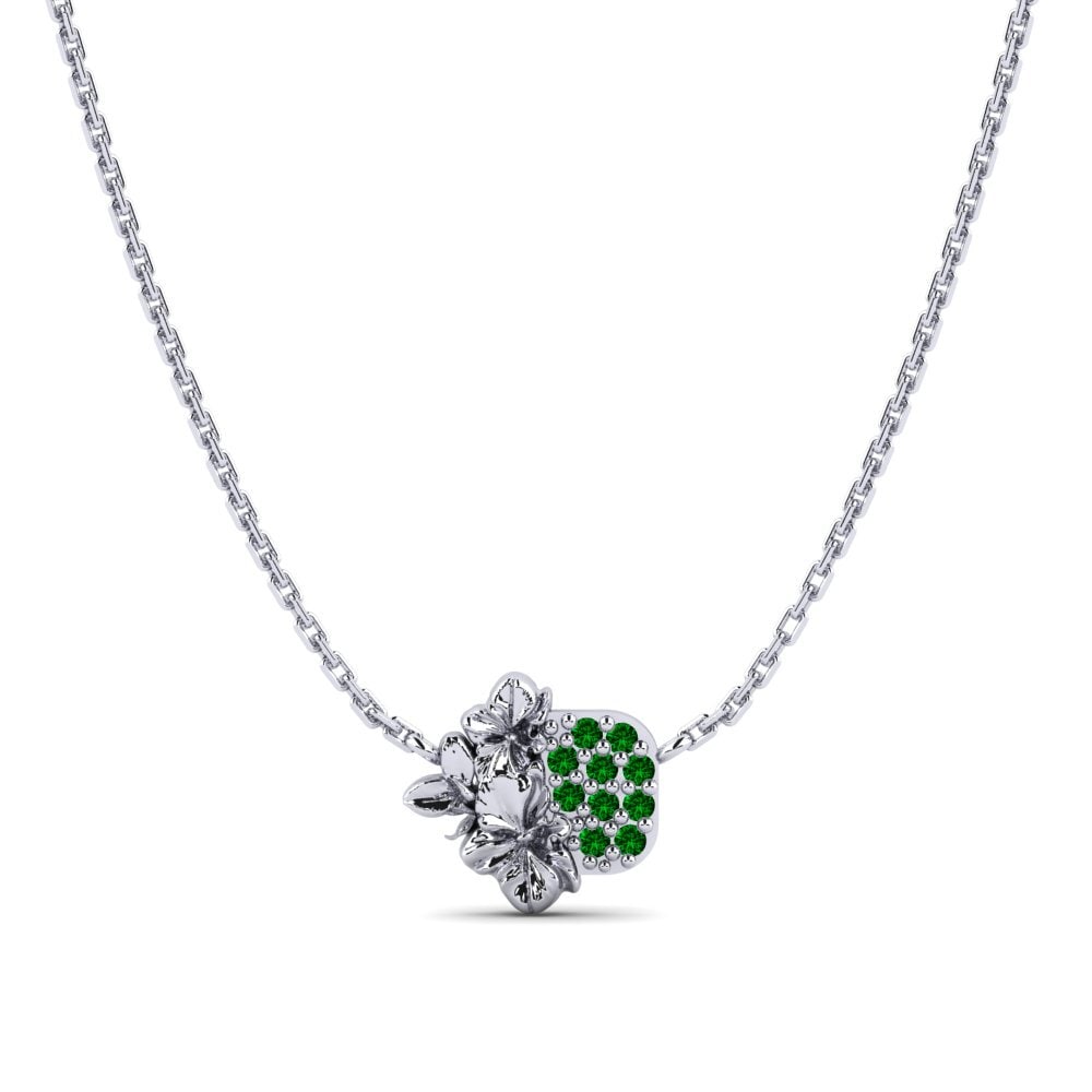 Plata 925 Circonita Verde Collar de Mujer Cranberry