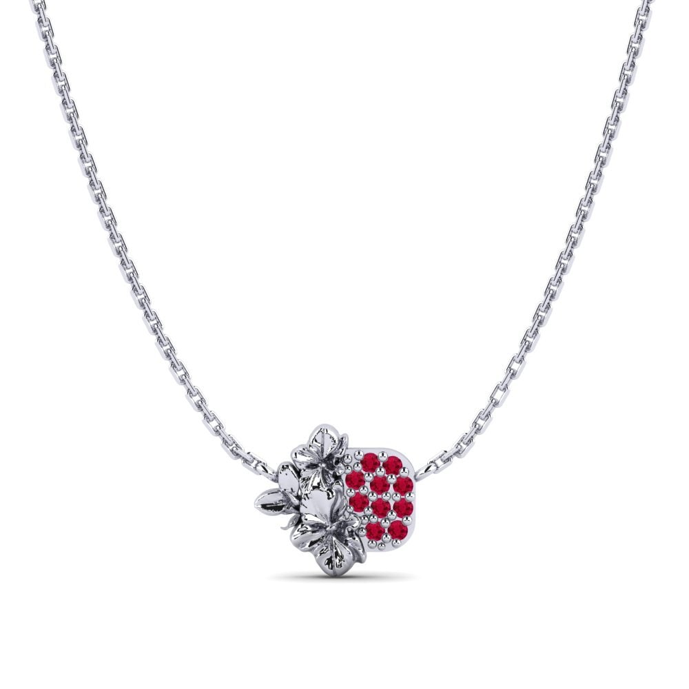 Vàng Trắng 14K Đá Ruby / Hồng Ngọc Dây chuyền nữ Cranberry