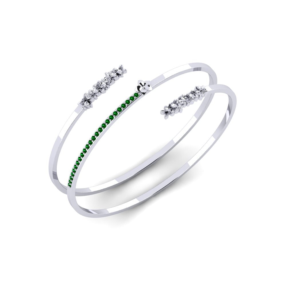 14k ホワイトゴールド グリーンジルコニア 女性ブレスレット Divelle