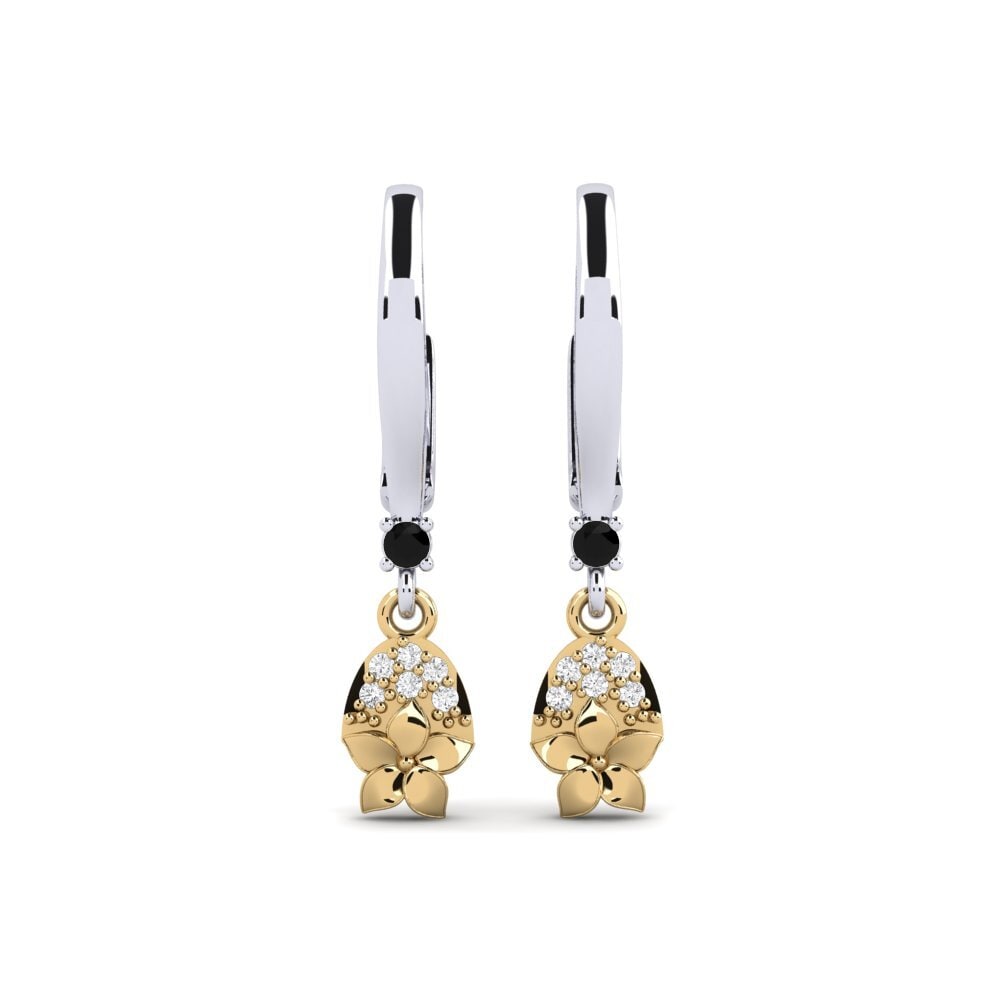 585 Weiß & Gelbgold Schwarzer Saphir Damen ohrring Eleventh
