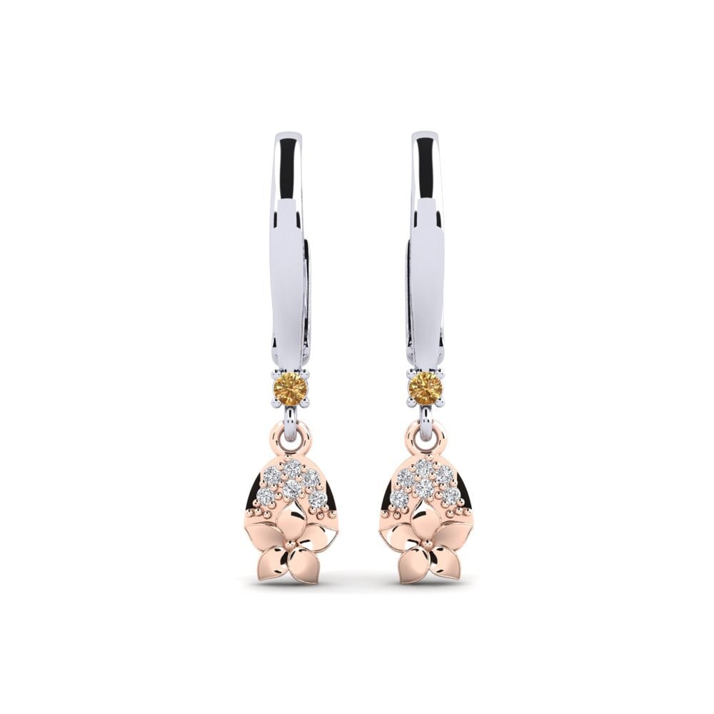 585 Weiß & Rotgold Brauner Diamant Damen ohrring Eleventh
