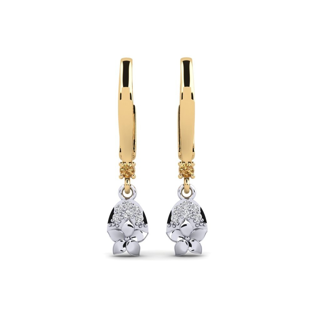 585 Weiß & Gelbgold Brauner Diamant Damen ohrring Eleventh
