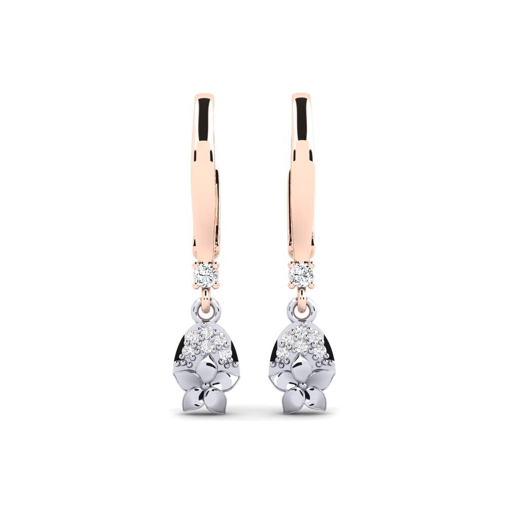 Vàng Trắng-Đỏ 9K Đá Zirconia Bông tai nữ Eleventh